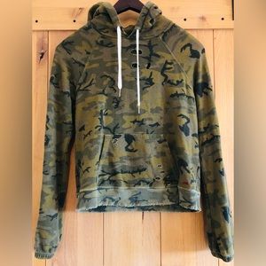 Philanthropy hooded distressed camo sweatshirt size small